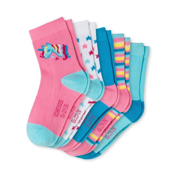 Mädchen Socken 5er Pack gemustert "Einhorn", rosa - 173047 