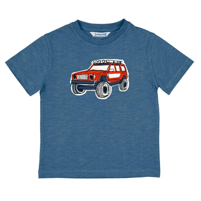 Mayoral Jungen T-Shirt Kurzarm mit Frontprint "Geländewagen" aus 100% Baumwolle, blau - 3031 