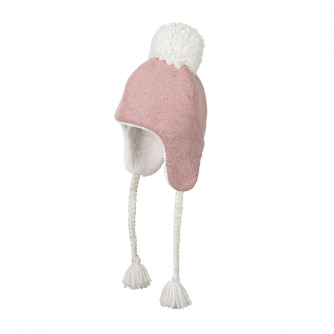 Mädchen Wintermütze Inka-Mütze zum Binden mit Bommel Fleecefutter, rosa - 4411825 