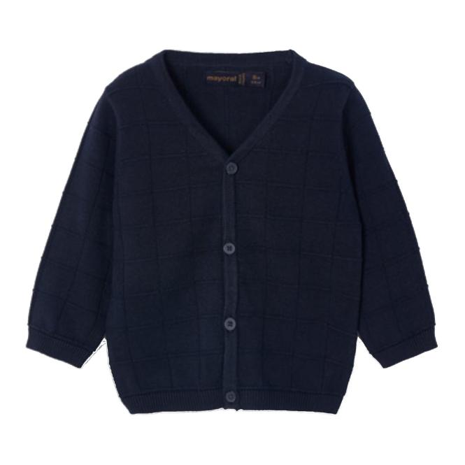 Baby Mädchen Strickjacke Bolero, schick festlich, kariert, Baumwolle, dunkelblau -  1.355 