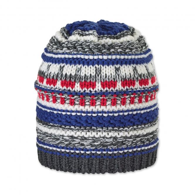 Kinder Jungen Wintermütze Strickmütze aus Baumwollflecce gestreift, türkis - 4722105 