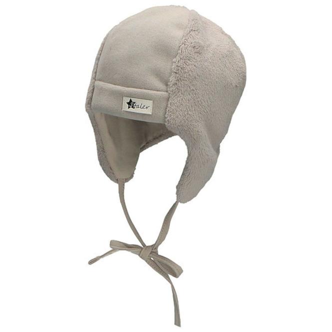 Jungen Mütze aus Teddyflausch und Microfleece mit Band, hellgrau -  4501411 