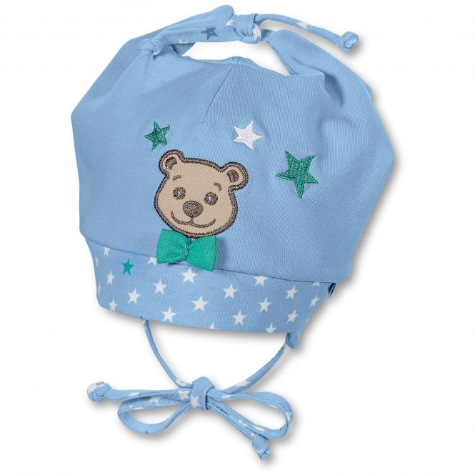 Jungen Zipfelmütze Teddymotiv Baby, hellblau 