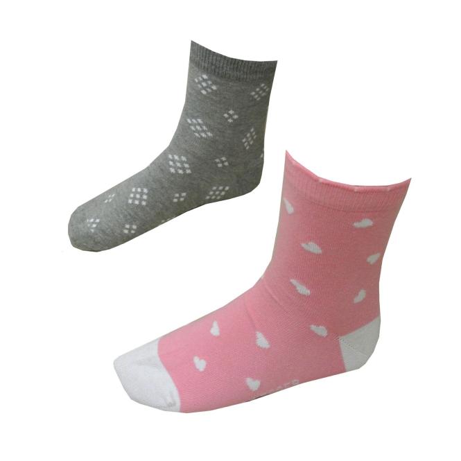 Mädchen Socken Set 2-Paar Socken, grau-rosa 