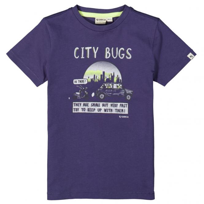 Jungen T-shirt kurzarm mit Rundkragen, Print, 100% Baumwolle, bedruckt, gemustert, "City Bugs", blau - N25602 