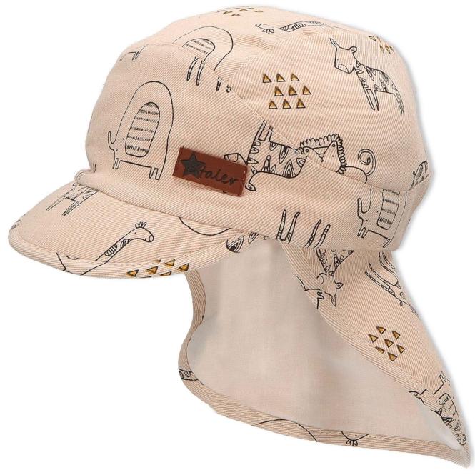 Mädchen Schirmmütze Schildmütze Mütze, Nackenschutz, gefüttert Futter Batist, bedruckt "Safari", UV Schutz 50+, beige - 1612244-beige 