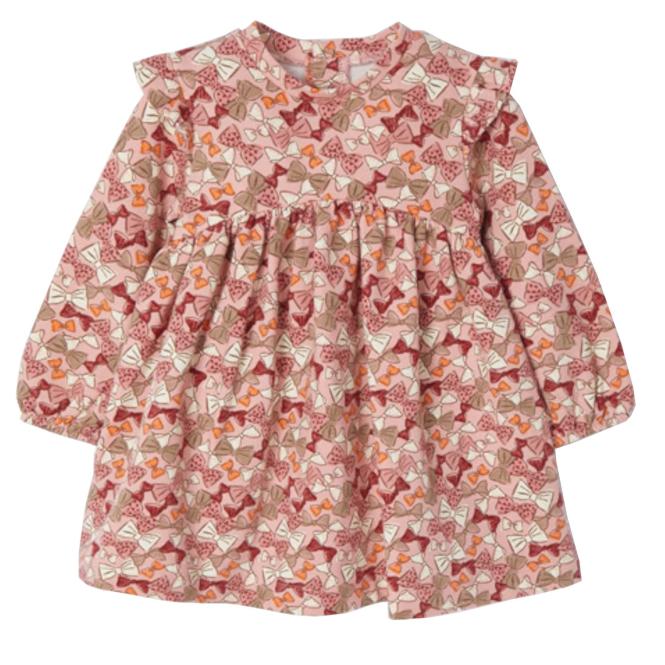 Baby Mädchen Kleid langarm, mit Knopfverschluss, gemustert, "Schleifen",  rosa - 2.963 
