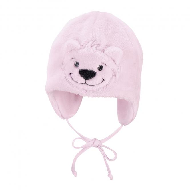 Baby Mädchen Wintermütze zum Binden Fleecemütze mit Microfleece „Bärchen“, rosa – 4502080 