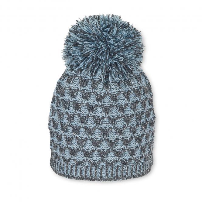 Mädchen Mütze Fleecefutter Wintermütze mit Bommel Strickmütze glänzend, anthrazit blau - 4721919 