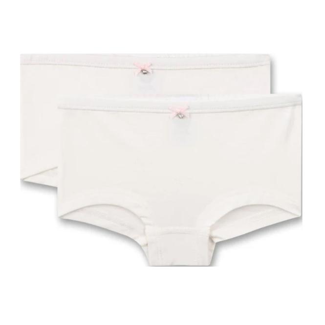 Sanetta Mädchen Slips (Cutbrief) im Doppelpack mit niedlicher Schleife, weiß - 336335 