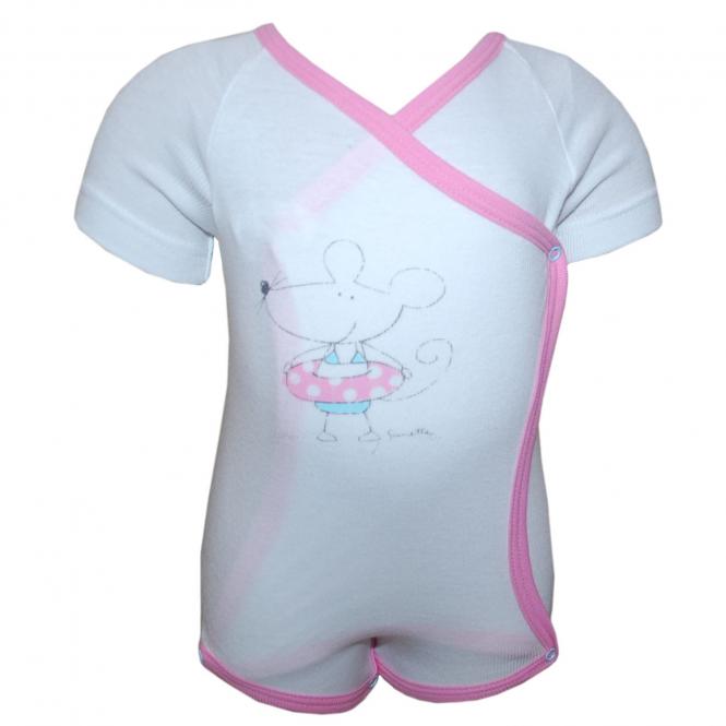 Baby Wickelbody Kurzarmbody Mädchen, weiß-pink 