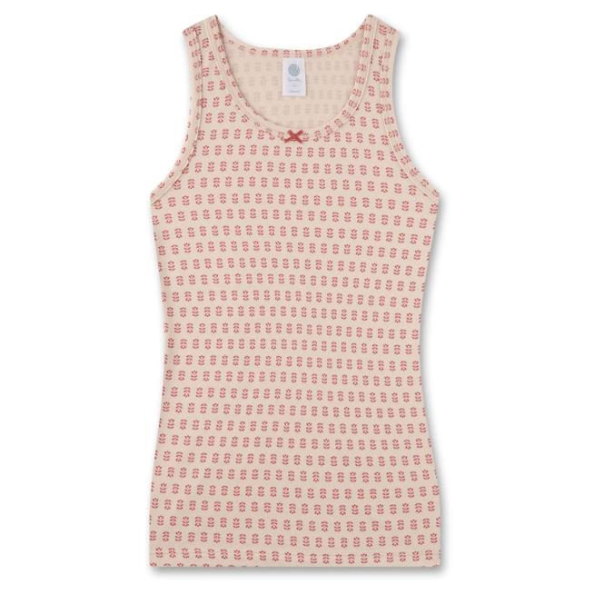 Sanetta Mädchen-Unterhemd mit "Blumen"-Alloverprint in elastischer Single-Qualität, rosa - 348383 