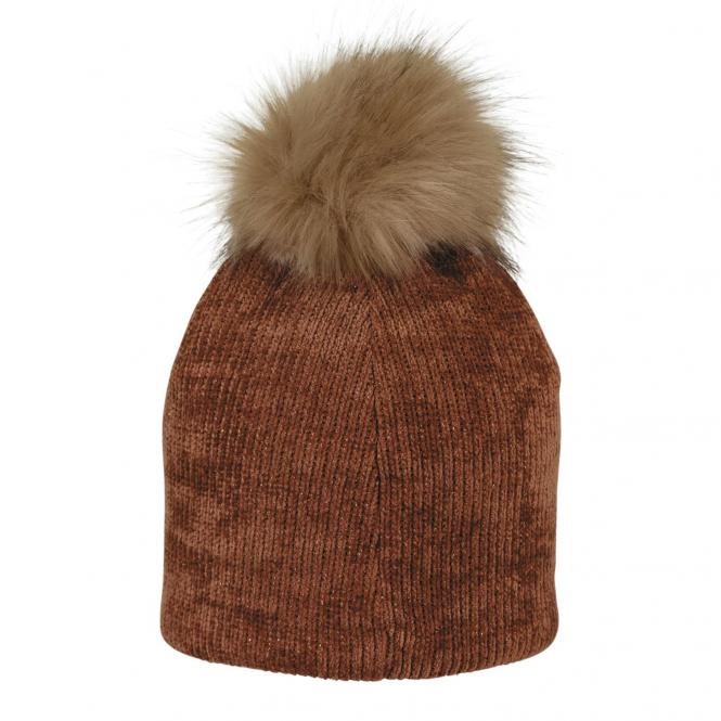 Mädchen Wintermütze Strickmütze mit Bommel gefüttert, braun - 4422121 