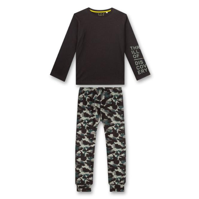 Sanetta Jungen-Schlafanzug mit Ärmel-Print und Schlafhose Allover-Camouflage-Style aus 100 % Baumwolle - 245506 