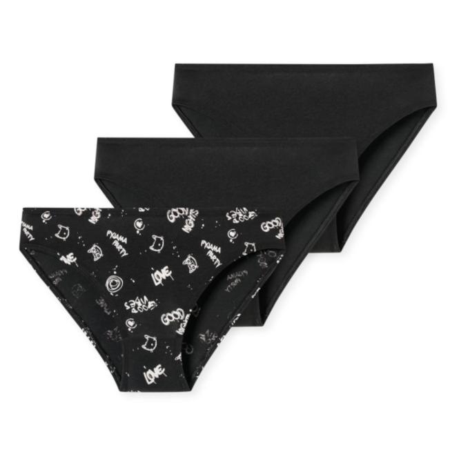Schiesser Mädchen Slips 3er-Pack Organic Cotton Multipack mit softem Bund, schwarz - 181937 