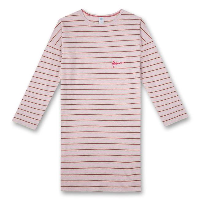 Sanetta Mädchen-Nachthemd im roten Ringel-Design aus 100% Bio-Baumwolle, beige - 245554 