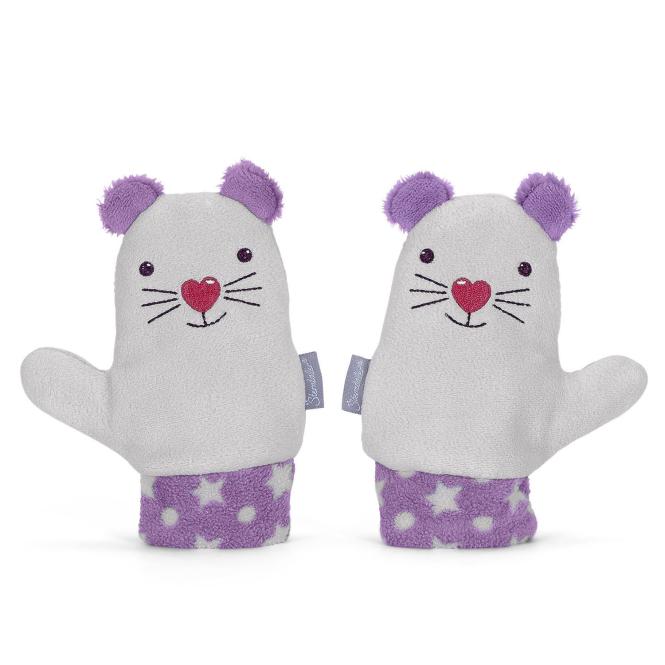 Baby Mädchen Handschuhe Fäustlinge Fleece Winter Tiermotiv, lila 