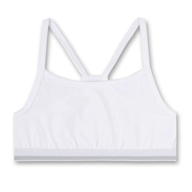 Sanetta Mädchen Bustier in Single-Jersey Qualität in sportivem Design, weiß - 347542w 
