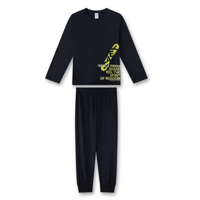 Sanetta Jungen-Schlafanzug in Single-Jersey Qualität aus 100% Baumwolle mit Snowboard-Print, blau - 245767 
