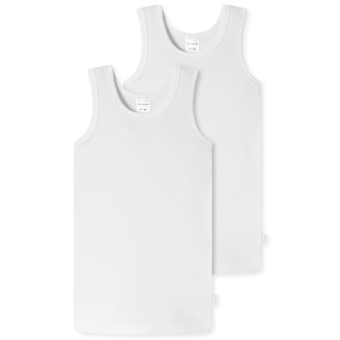 Jungen Tank Tops 2er-Pack, einfarbig, Doppelpack, breite Träger, Single-Jersey, einfarbig, weiß  - 173444 