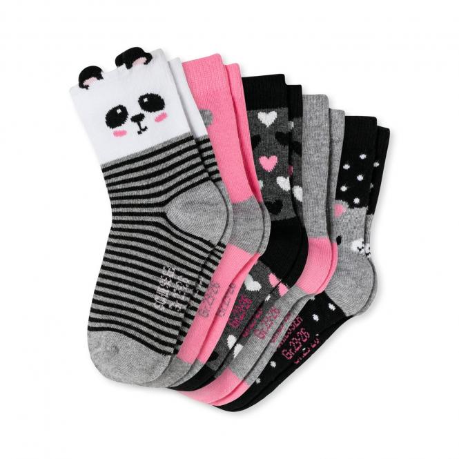 Mädchen Socken 5er-Pack gemustert "Panda", grau - 172632 