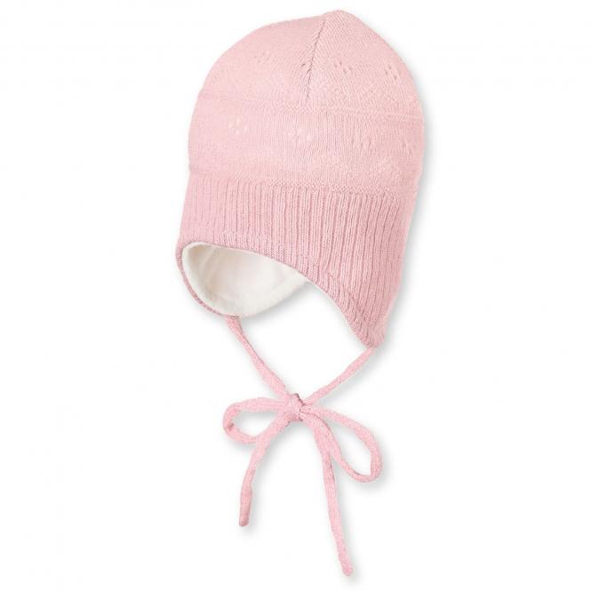 Baby Mädchen Strickmütze gefüttert Wintermütze zum Binden einfarbig, rosa - 4701942 