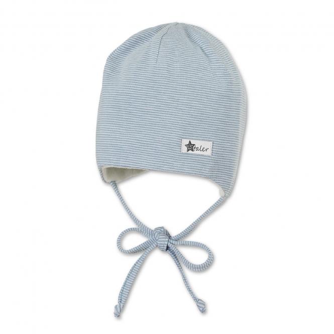 Baby Jungen Mädchen Mütze gefüttert Wintermütze Erstlingsmütze Beanie zum Binden gestreift, türkis- 4501910 