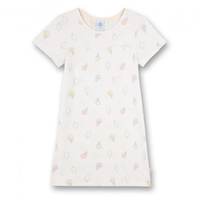 Mädchen Schlafshirt Nachthemd Sommer kurz bedruckt Allover-Print "Eis", weiß - 232632 