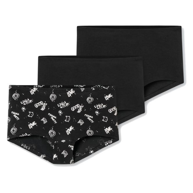 Schiesser Mädchen Shorts 3er-Pack Organic Cotton mit Softbund, schwarz - 181938 