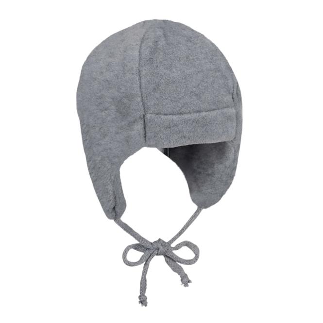 Baby Wintermütze-Gefütterte Erstlingsmütze mit angeschnittenen Ohren und Bindeband, silber - 4501410 