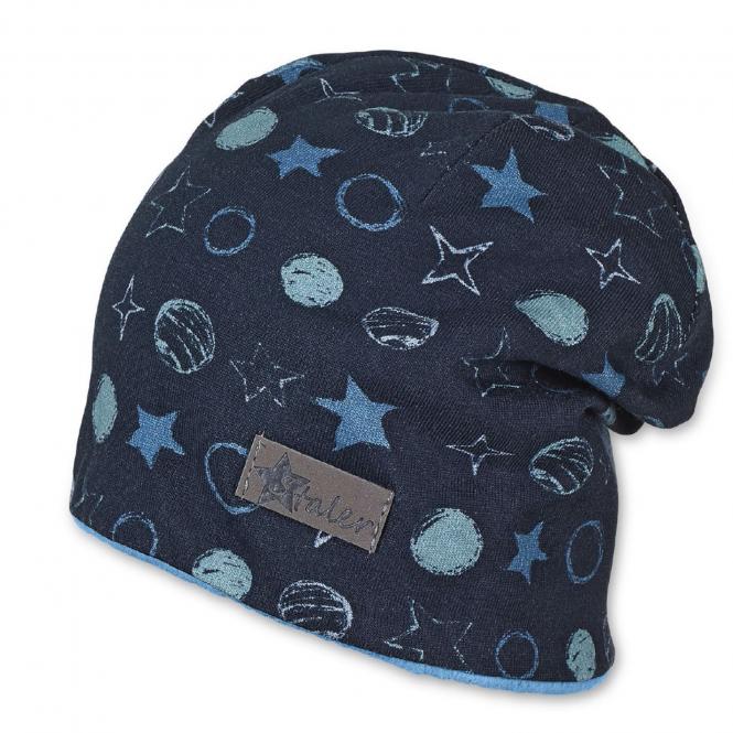 Jungen Baby Winterbeanie Slouch-Beanie Sterne Kreise, Erstlingsmütze, marineblau - 4601905 