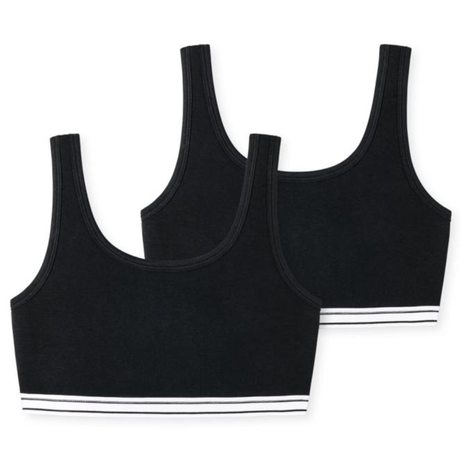 Mädchen Bustier 2er-Pack, Unterbrustband, Single Jersey, schwarz - 179504 