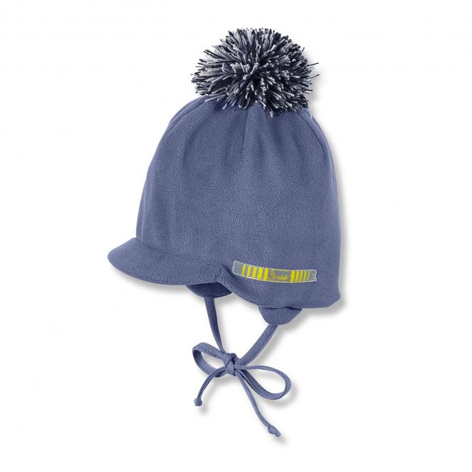 Jungen Bommelmütze Wintermütze Schirmmütze gefüttert, blau 