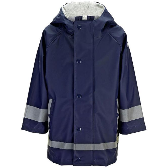 Jungen Regenjacke, wasserdichte Überziehjacke mit Druckknöpfe, Reißverschluss, Kapuze und Reflektoren, dunkelblau - 5652000-marin 