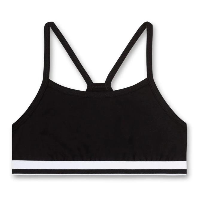 Sanetta Mädchen Bustier in Single-Jersey Qualität in sportivem Design, schwarz - 347542s 