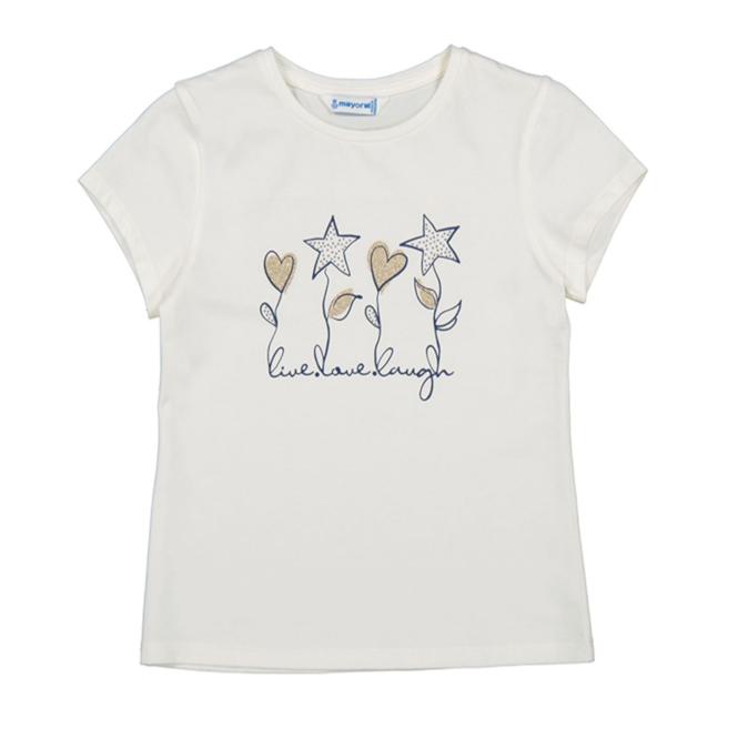 Mayoral Mädchen T-Shirt mit Frontprint "Herzen und Sterne", creme - 854 