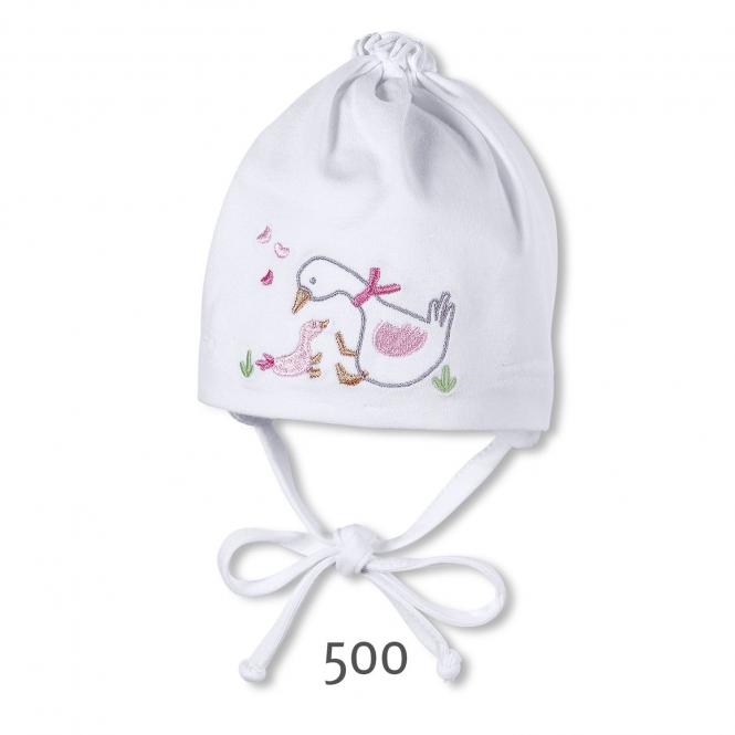 Baby Mädchen Beanie Mütze zum Binden, weiß 