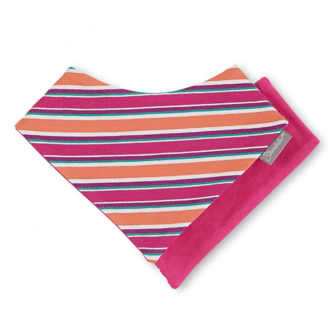 Dreieck Halstuch mit Klettverschluss Baby gestreift, pink-orange 