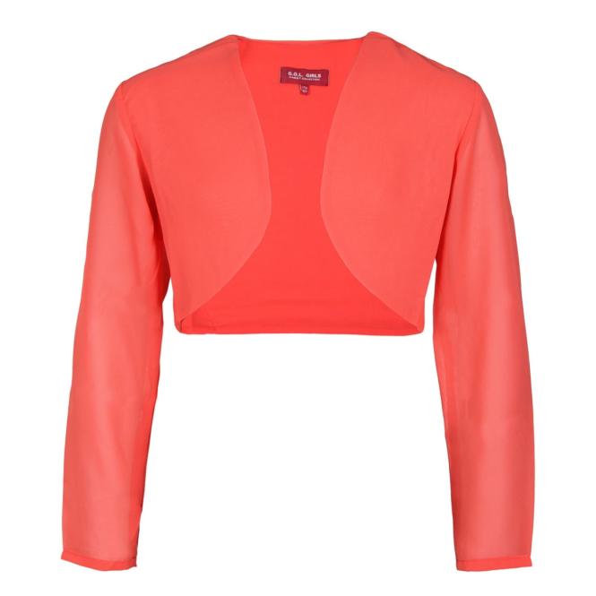 Festlicher Bolero Mädchen transparent, coral - 1124500c 