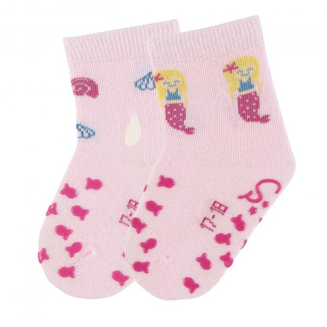 Mädchen 2 Paar ABS-Krabbelsöckchen Anti-Rutsch-Socken Doppelpack "Meerjungfrau", rosa - 8012052 