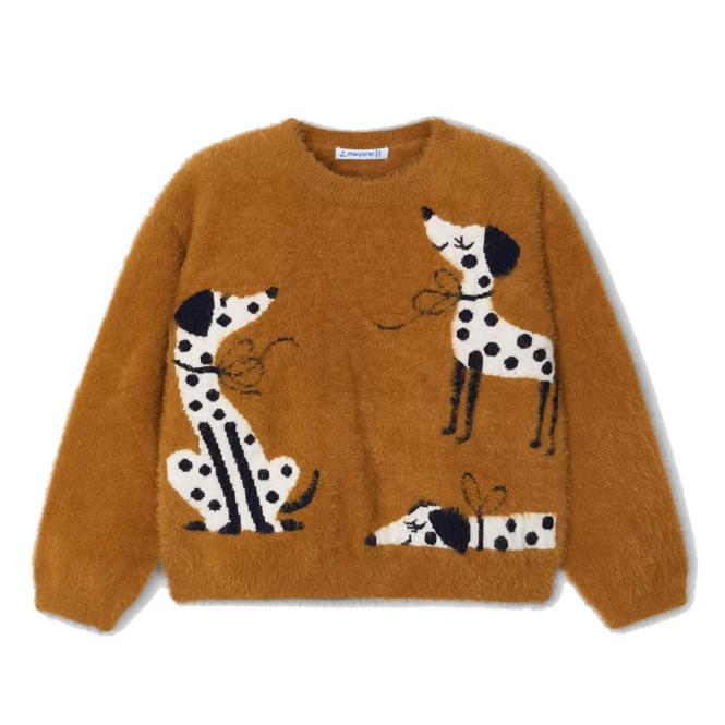 Mayoral Mädchen Pullover mit eingewebten Intarsien "Hunde", Karamell - 4356 