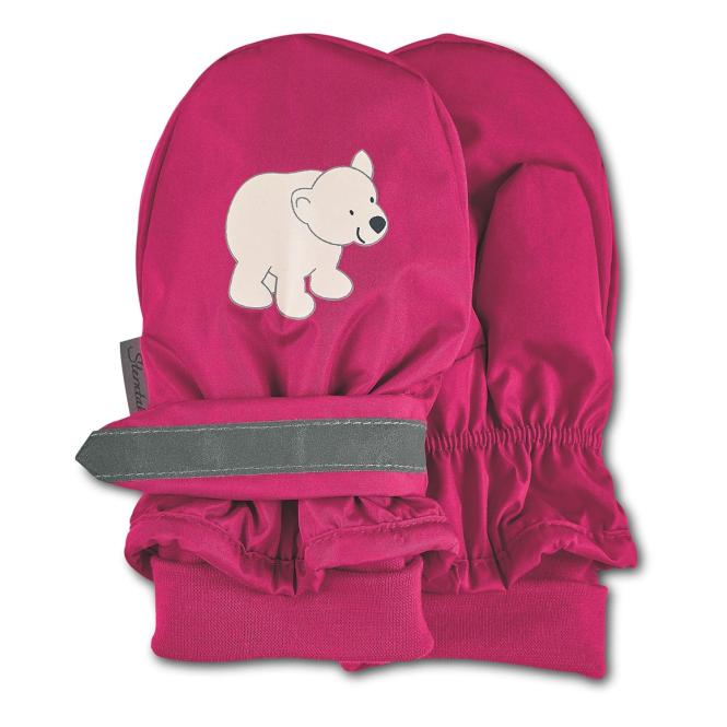 Baby Mädchen Fäustel Handschuhe, Fausthandschuhe, wattiert, Stulpe, wasserabweisend, Klettverschluss, gefüttert,  reflektierendes Material, Baumwollfleecefutter, "Eisbär", pink - 4302140-magen 