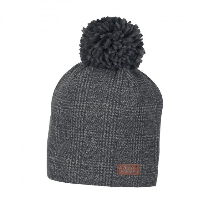 Jungen Wintermütze Beanie Bommelmütze kariert, eisengrau - 4621800 