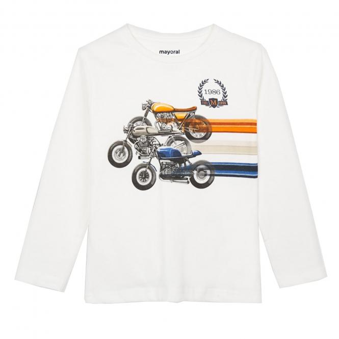 Jungen Langarm-Shirt, T-Shirt, bedruckt "Motorräder", 100% Baumwolle, beige - 4.038 