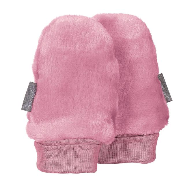 Baby Mädchen Faust-Handschuhe ohne Finger Plüsch, perlrosa - 4301401 