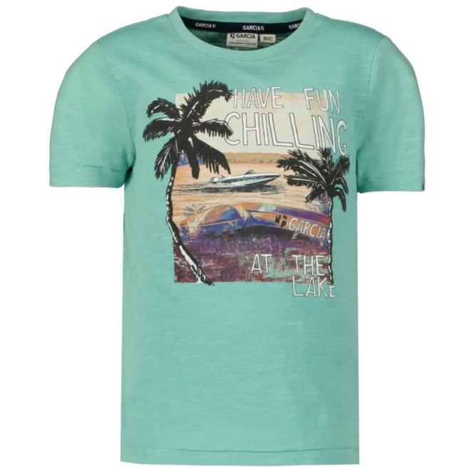 Jungen T-shirt kurzarm, bedruckt "Strand", 100% Baumwolle, türkis - P25604_boys T-shirt 