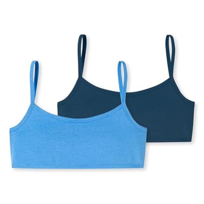 Schiesser Mädchen-Bustiers 2er Pack Organic Cotton mit schmalen Trägern, blau - 180965 