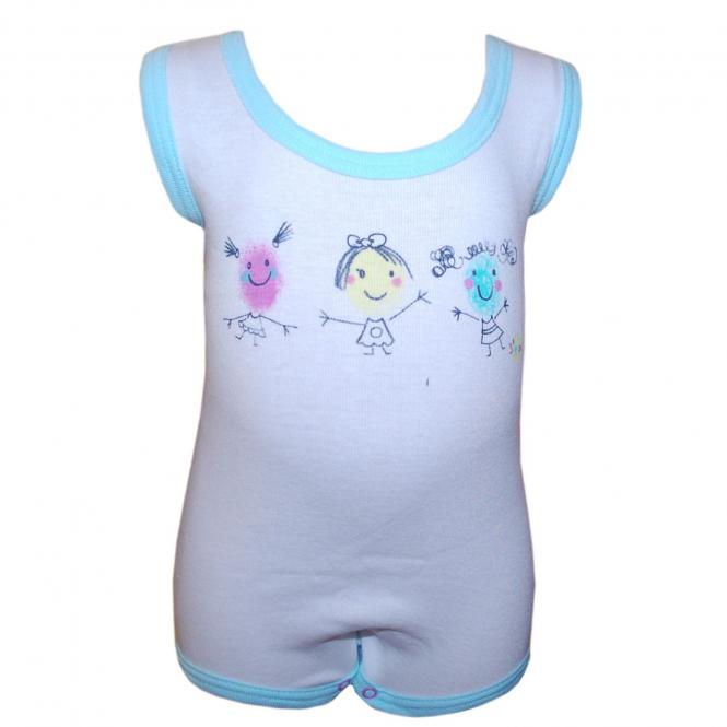 Baby Body Trägerbody Mädchen und Jungen, weiß-türkis 