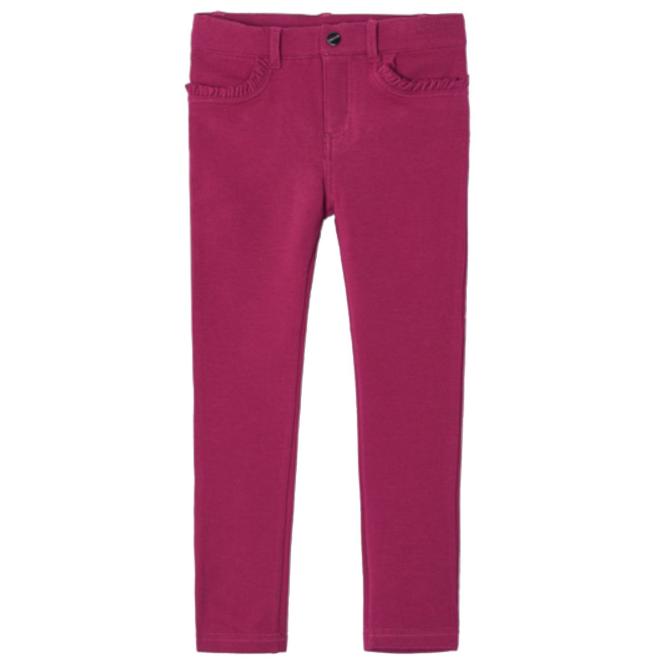 Mayoral Mädchen Hose Jeggings, lang, Skinny, Fit, Knopfverschluss, Taschen, "Schleifen", einfarbig, fuchsia - 511wein 