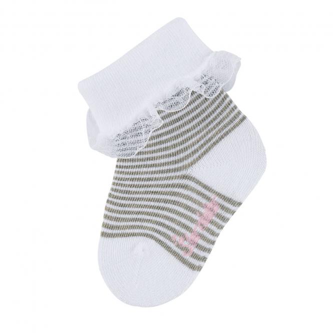 Baby Mädchen Söckchen Erstlingssöckchen Baby-Socken mit Rüsche, gestreift, silbergrau mel. - 8502001 